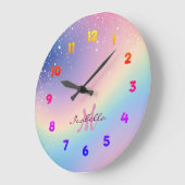 Rainbow Unicorn Glitter Grote Klok (Hoek)