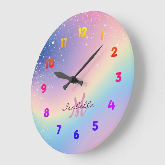 Rainbow Unicorn Glitter Grote Klok (Hoek)