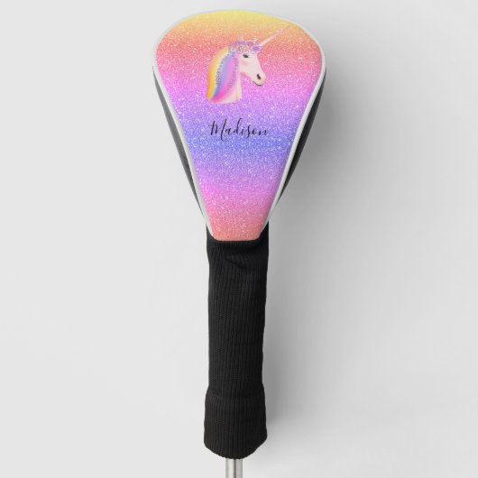 Rainbow Unicorn Glitter Magical Personalized Golfheadcover (Voorkant)