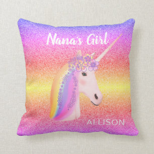 Rainbow Unicorn Glitter Nanas Girl Personeelsforma Kussen