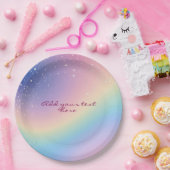 Rainbow Unicorn Glitter Papieren Bordje (Feest)