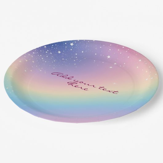 Rainbow Unicorn Glitter Papieren Bordje (Gekanteld)