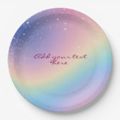 Rainbow Unicorn Glitter Papieren Bordje (Voorkant)