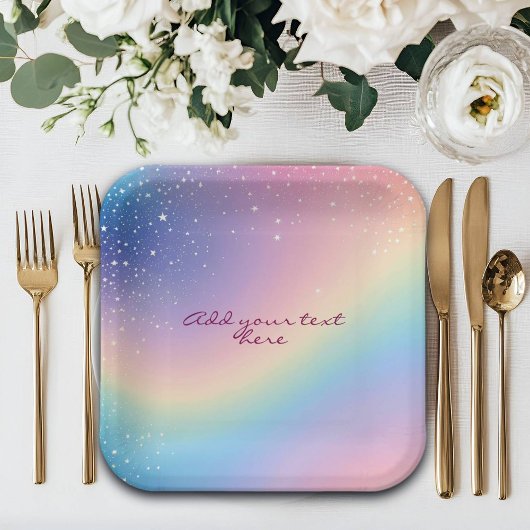 Rainbow Unicorn Glitter Papieren Bordje