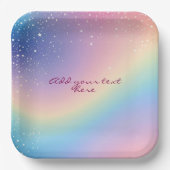 Rainbow Unicorn Glitter Papieren Bordje (Voorkant)