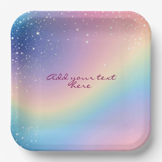 Rainbow Unicorn Glitter Papieren Bordje (Voorkant)