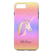 Rainbow Unicorn Glitter Personalized Case-Mate iPhone Case (Achterkant)