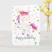 Rainbow Unicorn Glitter Polka Dot Girl Verjaardag Kaart (Gele Bloem)