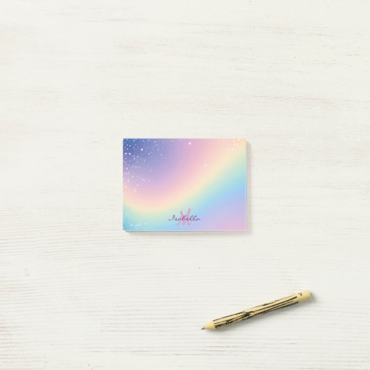 Rainbow Unicorn Glitter Post-it® Notes (Op bureau)