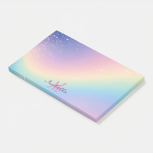 Rainbow Unicorn Glitter Post-it® Notes (Schuin)