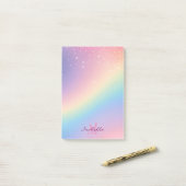 Rainbow Unicorn Glitter Post-it® Notes (Op bureau)