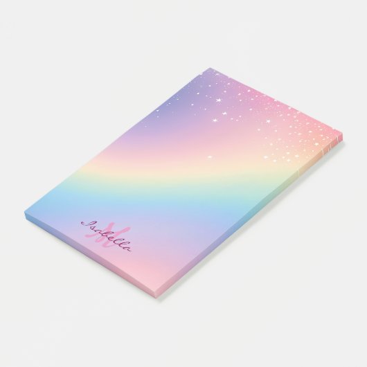 Rainbow Unicorn Glitter Post-it® Notes (Schuin)