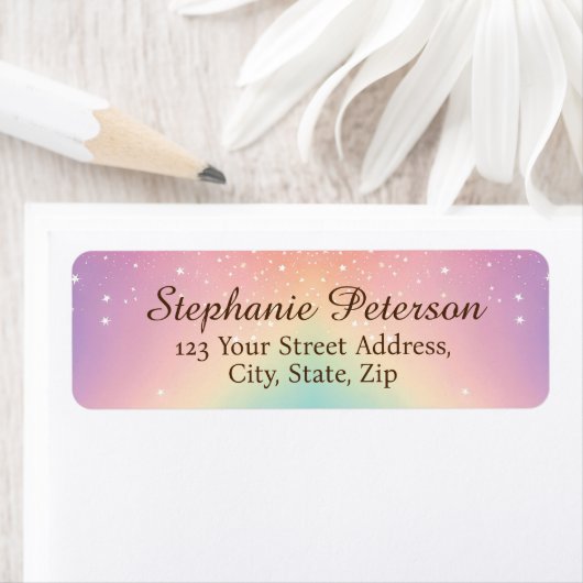 Rainbow Unicorn Glitter Retouradres Etiket (Insitu)