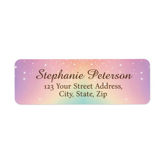 Rainbow Unicorn Glitter Retouradres Etiket (Voorkant)