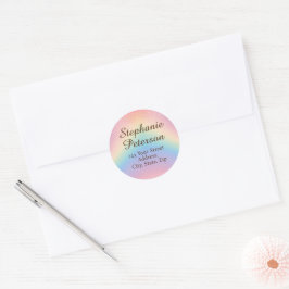 Rainbow Unicorn Glitter Ronde Adres Sticker