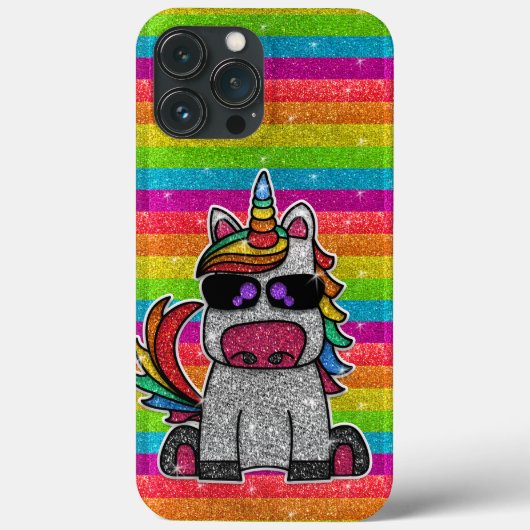 Rainbow Unicorn Glitter Sparkly Gold Sparkles Case-Mate iPhone Case (Achterkant)