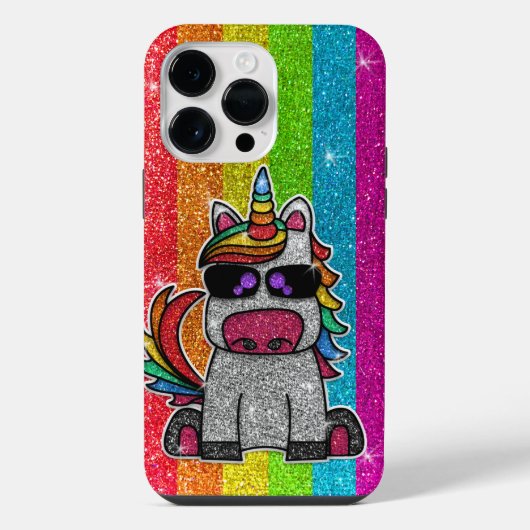 Rainbow Unicorn Glitter Sparkly Gold Sparkles iPhone Hoesje (Achterkant)
