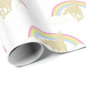 Rainbow Unicorn Glitter Wrapping Paper Cadeaupapier (Rol Hoek)