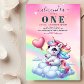 Rainbow Unicorn Gold Glitter 1e verjaardag Kaart