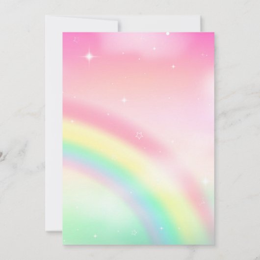 Rainbow Unicorn Gold Glitter 1e verjaardag Kaart (Achterkant)