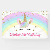 Rainbow Unicorn Gold Glitter Girl Birthday Banner (Horizontaal)