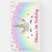 Rainbow Unicorn Gold Glitter Girl Birthday Banner (Verticaal)