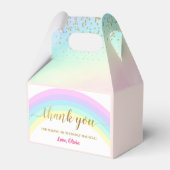 Rainbow Unicorn Gold Glitter Girl Birthday Bedankdoosjes (Achterkant)