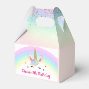 Rainbow Unicorn Gold Glitter Girl Birthday Bedankdoosjes
