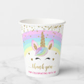 Rainbow Unicorn Gold Glitter Girl Birthday Papieren Bekers (Achterkant)