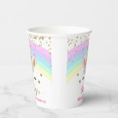 Rainbow Unicorn Gold Glitter Girl Birthday Papieren Bekers (Rechts)