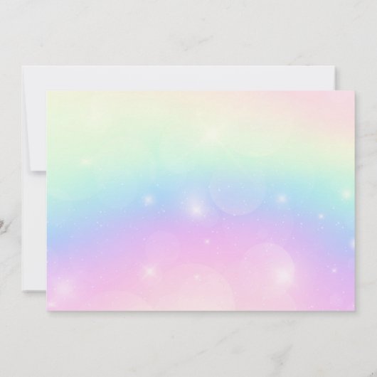 Rainbow Unicorn Gold Glitter Girl Foto Bedankkaart (Achterkant)