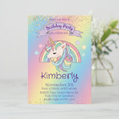 Rainbow Unicorn Gold Glitter Verjaardag Kaart (Staand voorkant)