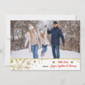 Rainbow Unicorn Gold Magische Kerstmis 2 Foto Feestdagenkaart (Achterkant)