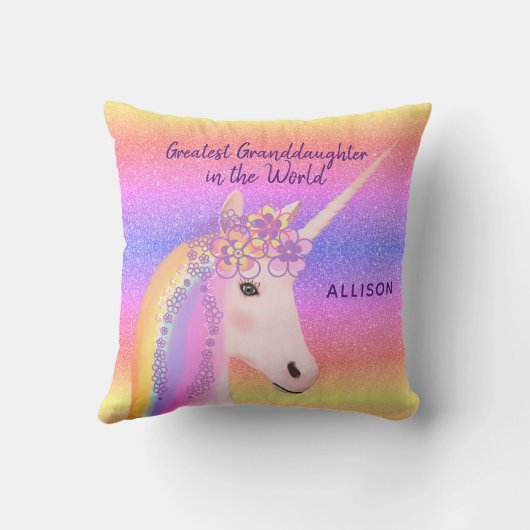 Rainbow Unicorn Greatest Granddochter Kussen (Achterkant)