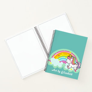 Rainbow Unicorn Green Sketch Book Notitieboek