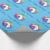 Rainbow Unicorn Happy Birthday Cadeaupapier (Hoek)