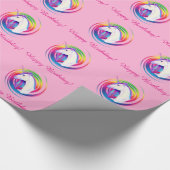 Rainbow Unicorn Happy Birthday Cadeaupapier (Hoek)
