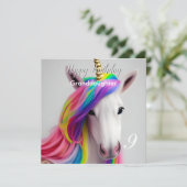 Rainbow Unicorn Happy Birthday Granddochterkaart Kaart (Staand voorkant)