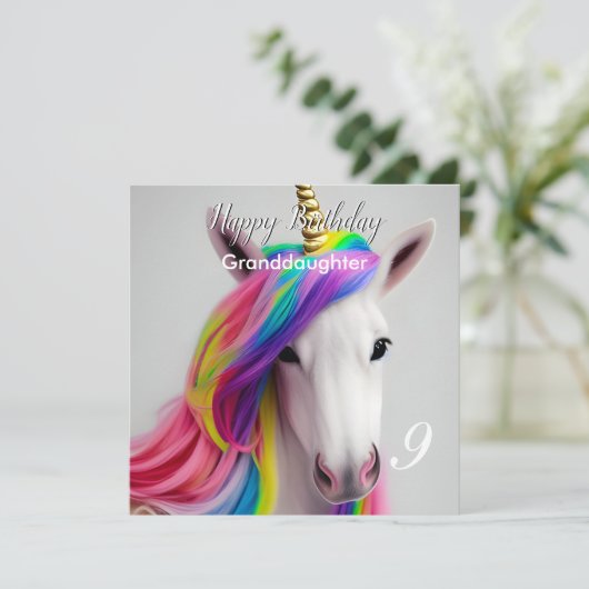 Rainbow Unicorn Happy Birthday Granddochterkaart Kaart (Staand voorkant)