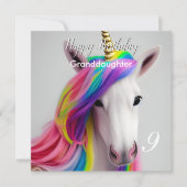 Rainbow Unicorn Happy Birthday Granddochterkaart Kaart (Voorkant)