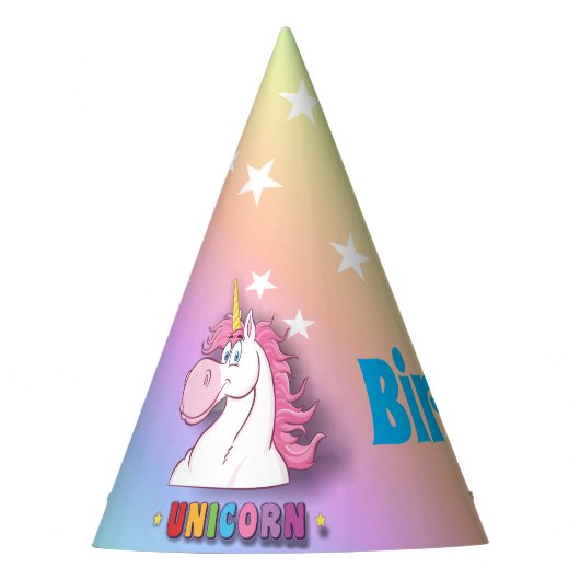 Rainbow Unicorn Happy Birthday Party Pet Feesthoedjes (Voorkant)