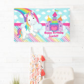 Rainbow Unicorn Happy Birthday Table Backdrop Spandoek (Insitu)