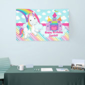 Rainbow Unicorn Happy Birthday Table Backdrop Spandoek (Beurs)