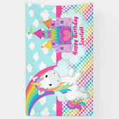Rainbow Unicorn Happy Birthday Table Backdrop Spandoek (Verticaal)