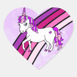 Rainbow Unicorn Hart Sticker