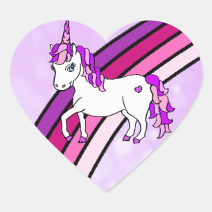 Rainbow Unicorn Hart Sticker