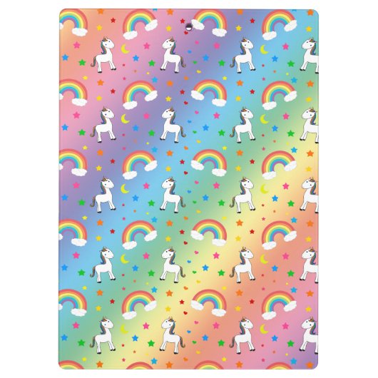 Rainbow unicorn harten sterpatroon klembord (Achterkant)