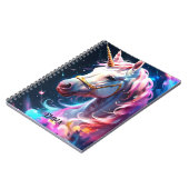 Rainbow Unicorn Head Aangepaste naam Notitieboek (Linkerzijde)
