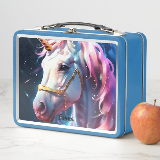 Rainbow Unicorn Head Aangepaste Naam Script Tekst (In situ)