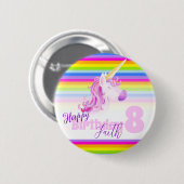 Rainbow unicorn head waterverf art. 8 ronde button 5,7 cm (Voorkant /achterkant)